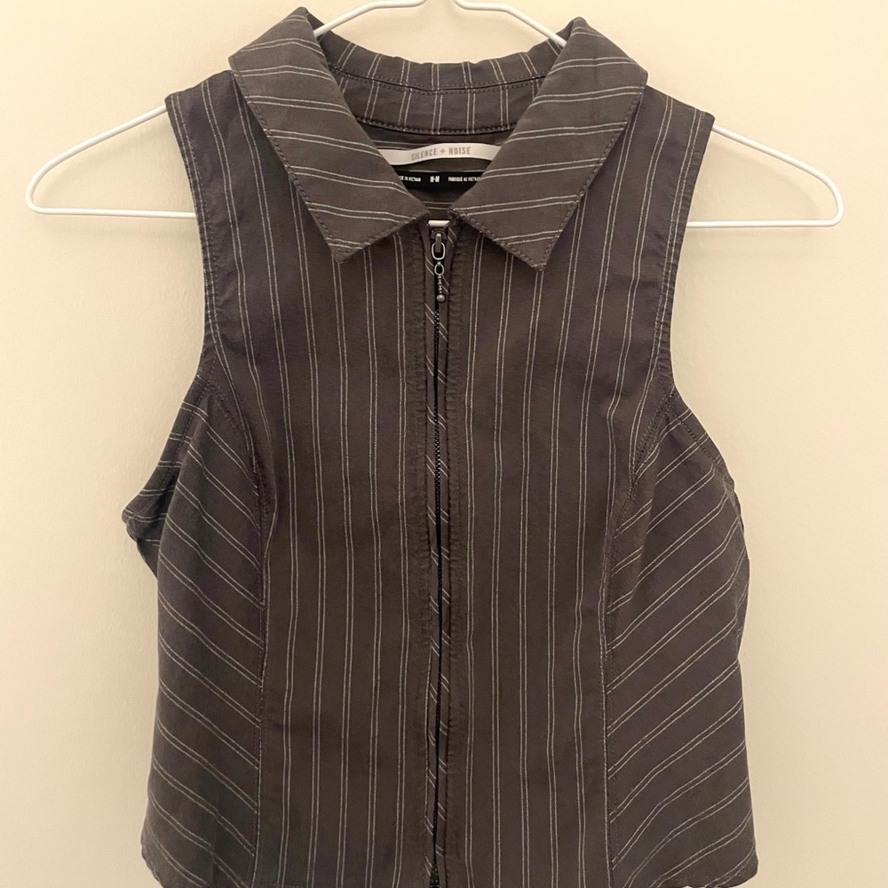 Urban Outfitters Grey Striped Crop Top